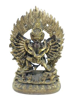 Old Stock , Tibetan Statue of Yamantaka, Full Fire Gold Plated , Last Piece