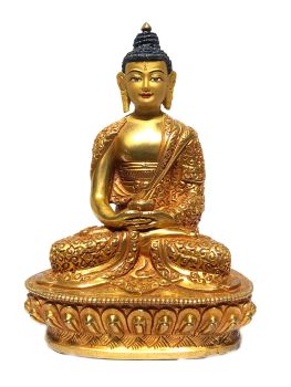 Monastery Quality Statue of Amitabha Buddha , Full Gold Plated , Painted Face 