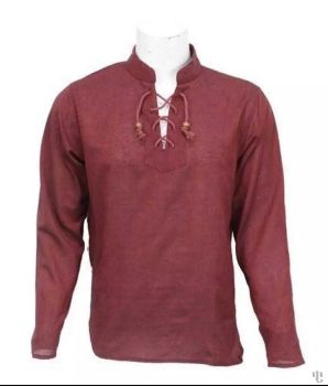 Nepali Handmade Cotton Kurta , Maroon Dying 