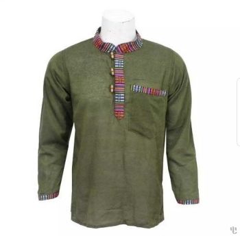 Nepali Handmade Cotton Kurta , Green Dying 