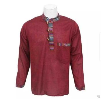 Nepali Handmade Cotton Kurta , Maroon Dying 