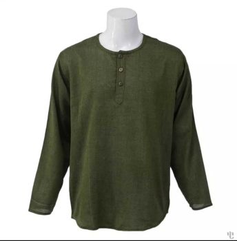 Nepali Handmade Cotton Kurta , Army Green Dying 
