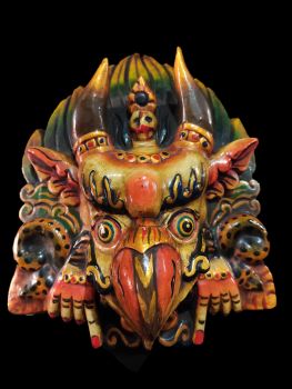 Handmade Wooden Mask Of Garudha, Painted White