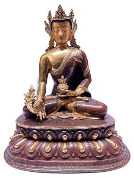 Nepali Statue Of Buddha, Partly Gold Plated 