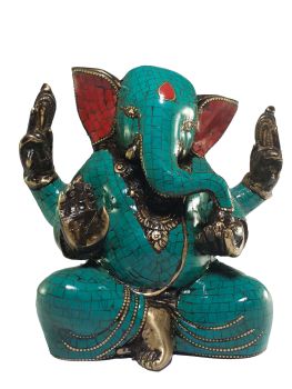 Statue of Ganesh with Real Stone Setting