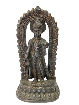 Old +50 Years , Nepali Handmade Statue Of Dipankara Buddha Chocolate Oxidized 