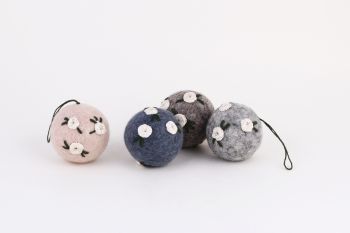 Rose Embroidery Xmas Bauble