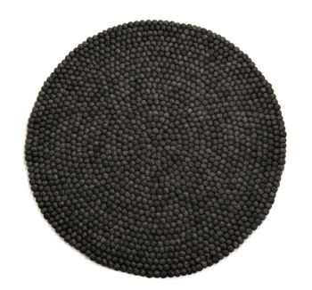 Dark Grey Felt Ball Rug, Handmade in Nepal