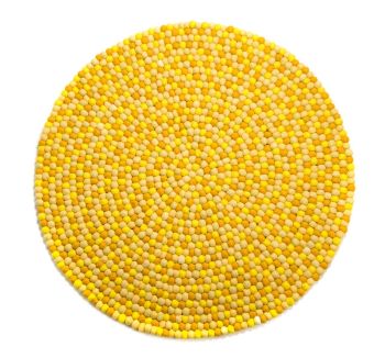 Handmade Woolen Yellow Felt Ball Rug Mat Made In Nepal