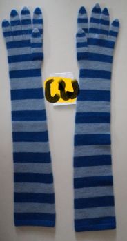 Pure Cashmere Ladies  Stripe  Long  gloves Hand  Made  In  Nepal 