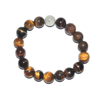 Adjustable Rubber String Woven Good Vibe Tiger-Eye Stone 12 mm Bead Bracelets