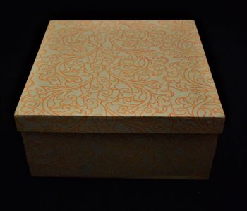 Floral Print Designed Lokta Paper Square Box