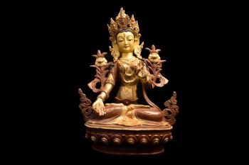 Handmade Gold Plated Metal White Tara with Stone Setting