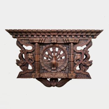 Wooden Peacock Window 16x10 Inches