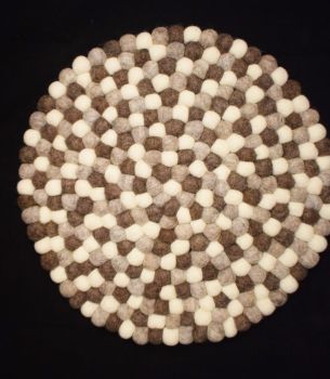 Felt Ball Mat | 36 cm Diameter | Wool from New-Zealand | Handmade | Hand-felted | Soft and Light Weighted | Non-toxic, AZO free