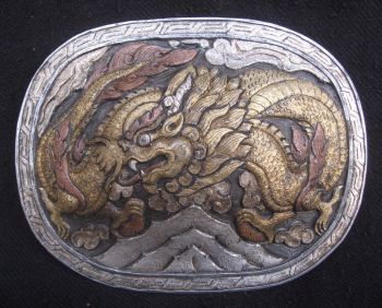 Antique Master Quality Handmade Iron Repousse Tibetan Dragonl Wall Hanging.