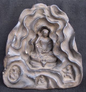 Antique Old Used Handmade Tibetan Bhutan Clay Tsa Tsa Milarepa Mountain, Nepal