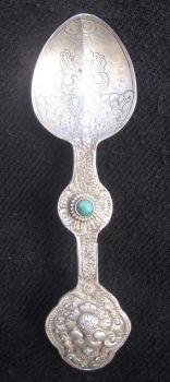 Antique Old Used tibetan 92.5% Silver Medicine Spoon. Nepal