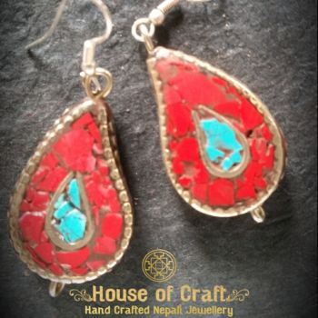 Hand-Made Light Weight White Metal Stone Filled Earring