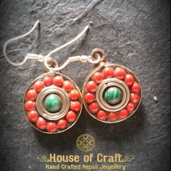 Hand-Made Light Weight White Metal Round Beads Earring