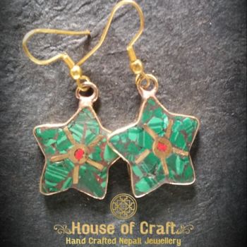 Hand-Made Light Weight Brass Stone Filled Star Design Earring