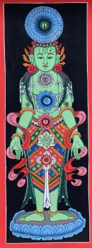Hand-Painted 7 Life Chakra, Healing Medical Thangka Painting, Art on Canvas 