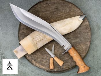 Gurkha Nepal Hand-Forged Chira 2 Fuller Full Tang Khukuri Gripper Blocker Handle 13 Inches Blade