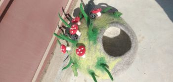 Handcrafted Felted Wool Cat Cave Bed for Cat and Kittens- 100 % ecofriendly natural wool