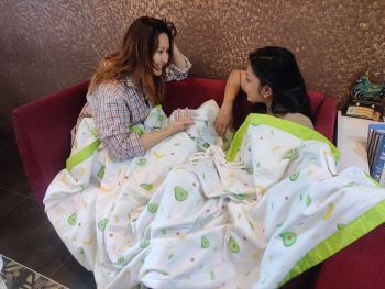 Muslin Cotton Summer Blanket in Avocado Print