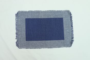 100% Pure Cotton Linen Dining Mats 17" x 12"(Blue & White)