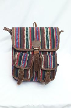 Gheri and PU Leather Multicolor Korean Design Backpack