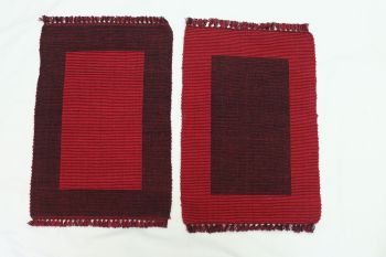 100% Pure Cotton Linen Dining Mat 17" x 12" (Red and Black)