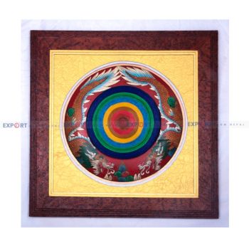 Paper wall hanging made of Nepali Lokta paper with  Astamangal art framing.