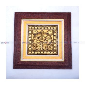 Paper wall hanging made of Nepali Lokta paper with  Astamangal art framing.