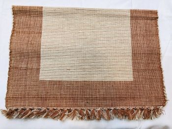 100% Pure Cotton Linen Dining Mats 17" x12" (Brown & White)