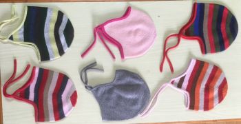Pure Cashmere kids cap  with string  Hand Knit in Nepal 