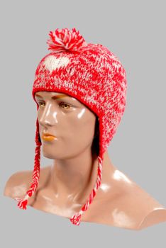 Hand-Knitted 100% Woolen Outside & Polyester Inside Multi-Colored Ear Flap