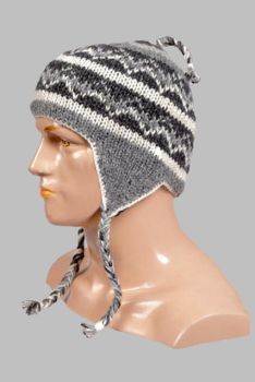 Hand-Knitted 100% Woolen Outside & Polyester Inside Multi-Colored Ear Flap