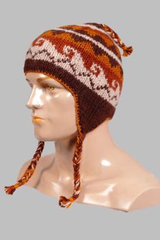 Hand-Knitted 100% Woolen Outside & Polyester Inside Multi-Colored Ear Flap