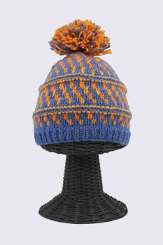 100% Woolen Outside and Polyester Inside Stretchable Soft & Warm Multi-Colored Patterned Beanie Hat