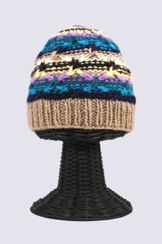 100% Woolen Outside and Polyester Inside Stretchable Soft & Warm Multi-Colored Beanie Hat