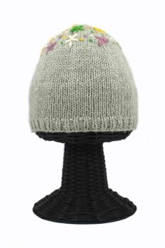 100% Pure Woolen Soft & Warm Gray Women's Beanie Hat