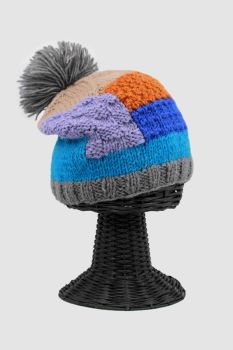 100% Woolen Outside and Polyester Inside Stretchable Soft & Warm Multi-Colored Patterned Beanie Hat