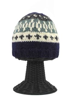 100% Woolen Outside and Polyester Inside Stretchable Soft & Warm Multi-Colored Patterned Beanie Hat
