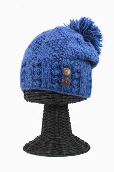 100% Woolen Outside and Polyester Inside Stretchable Soft & Warm Women's Beanie Hat