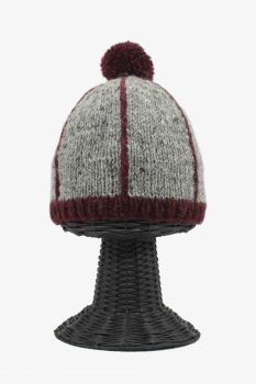 100% Woolen Outside and Polyester Inside Stretchable Soft & Warm Gray Colored with Maroon Lining Beanie Hat