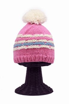 100% Woolen Outside and Polyester Inside Stretchable Soft & Warm Multi-Colored Women's Beanie Hat