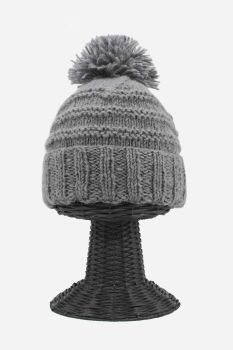 100% Woolen Outside and Polyester Inside Stretchable Soft & Warm Gray Colored Beanie Hat