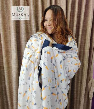 Muslin Cotton Summer Blanket in carrot pattern