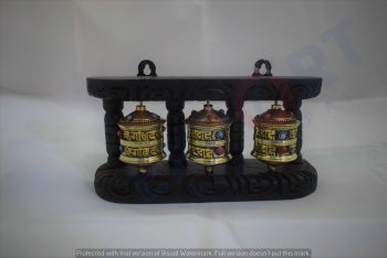  Carved wooden frame Prayer Wheel 